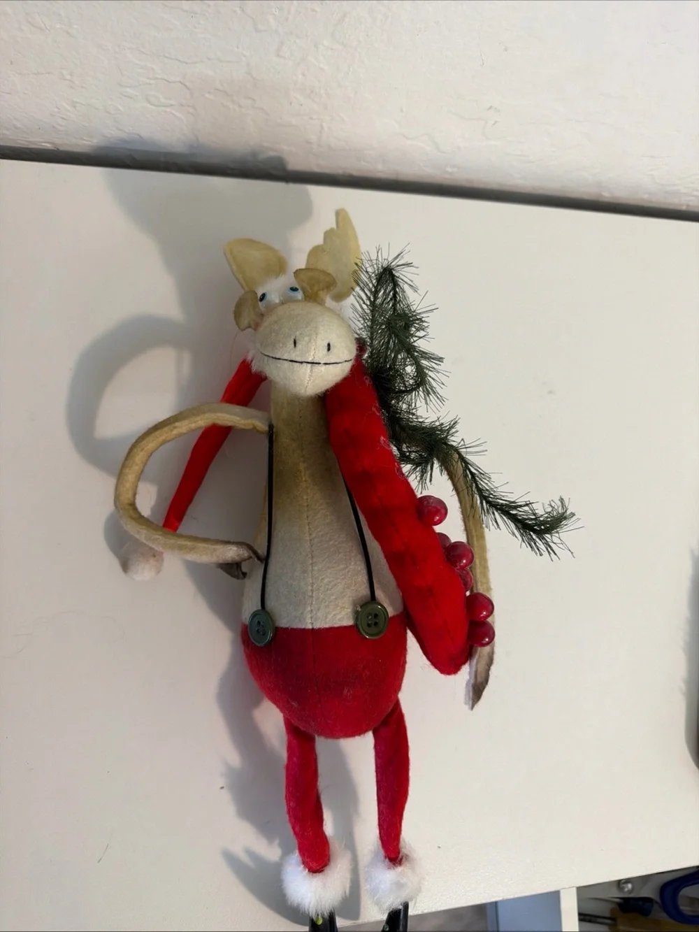Shelf Sitting Folk Art Christmas Santa Moose Sooty CrazyEyes